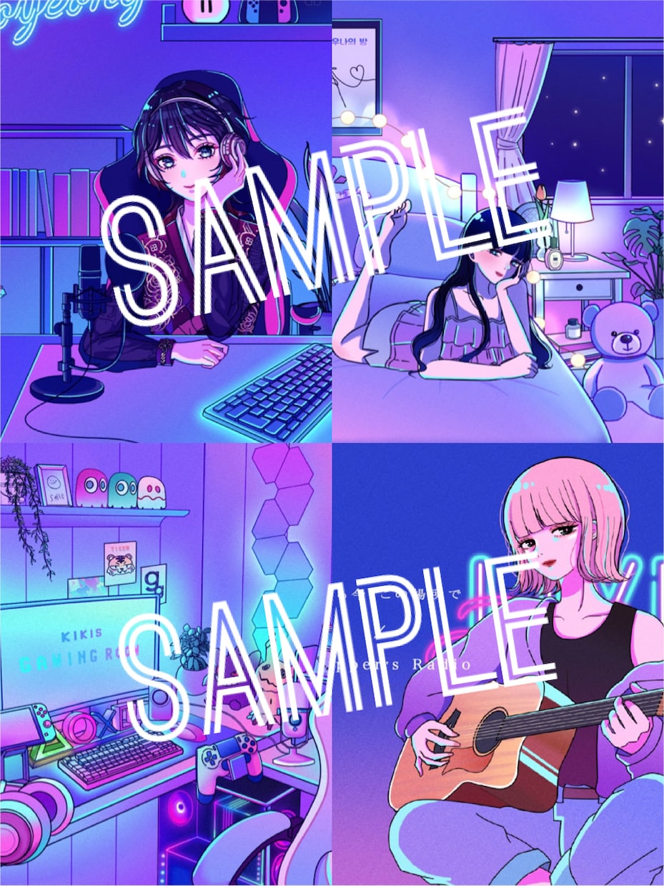 ネオンチックで可愛いMV・配信用イラスト制作します CDジャケット/MV/配信背景など イメージ5
