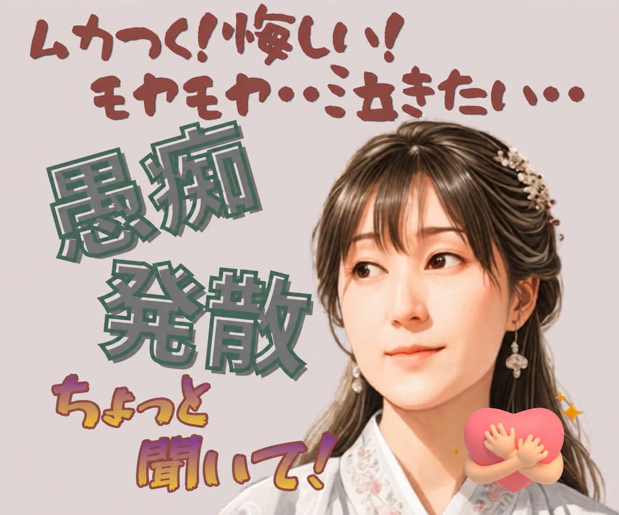 ちょっと聞いて！ストレス発散お手伝いします ムカつく！悔しい！モヤモヤ‥泣きたい‥全部吐き出そう!! イメージ1