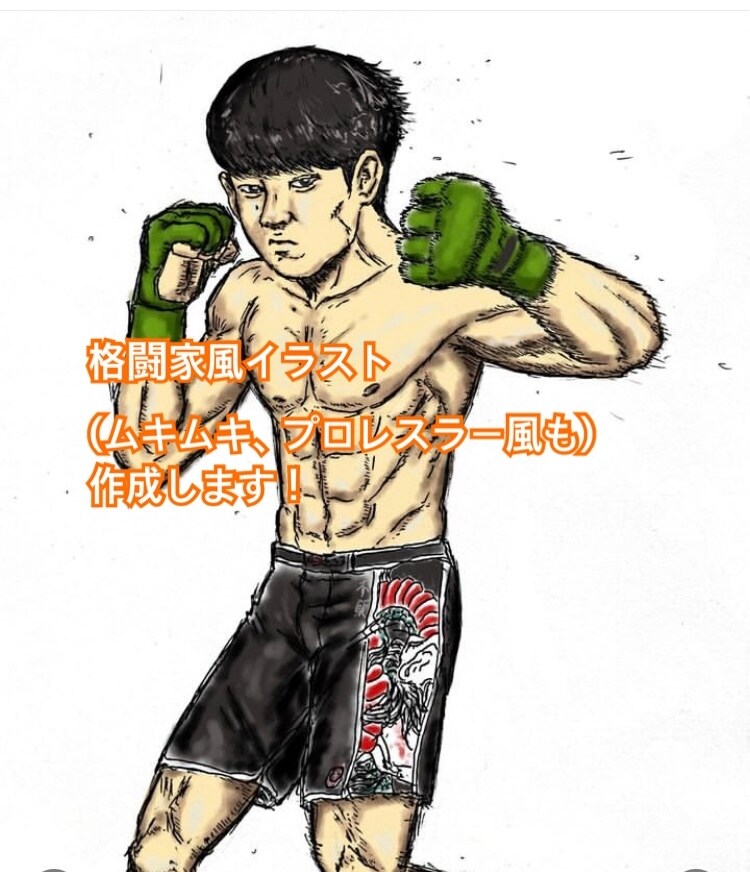 あなたを格闘家にしたイラストを描きます 要望された人物を格闘家、プロレスラー、ムキムキ風に描きます！ イメージ2