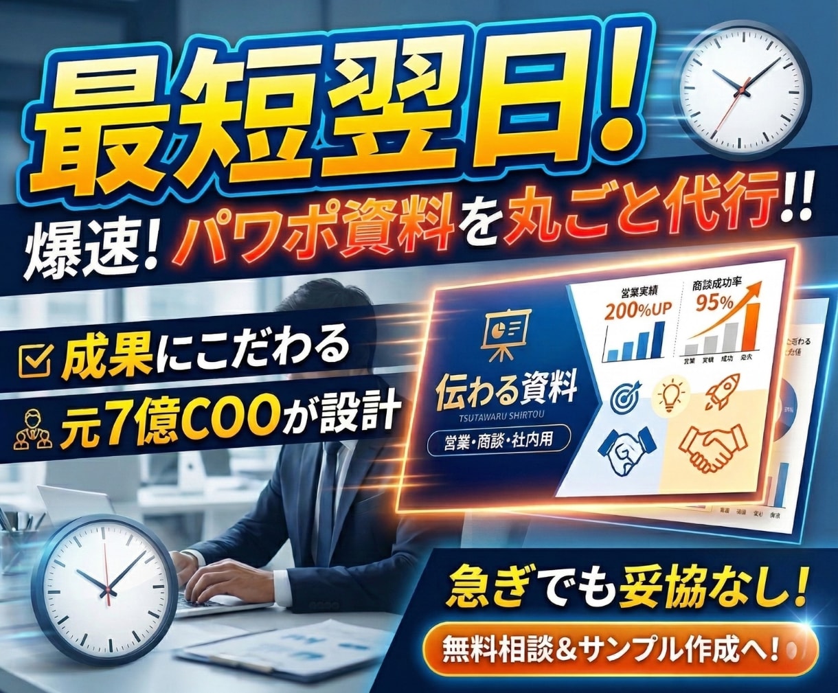 最短即日対応！伝わるパワポ資料丸ごと代行制作します 元7億COOが成果を出すための資料設計 イメージ1