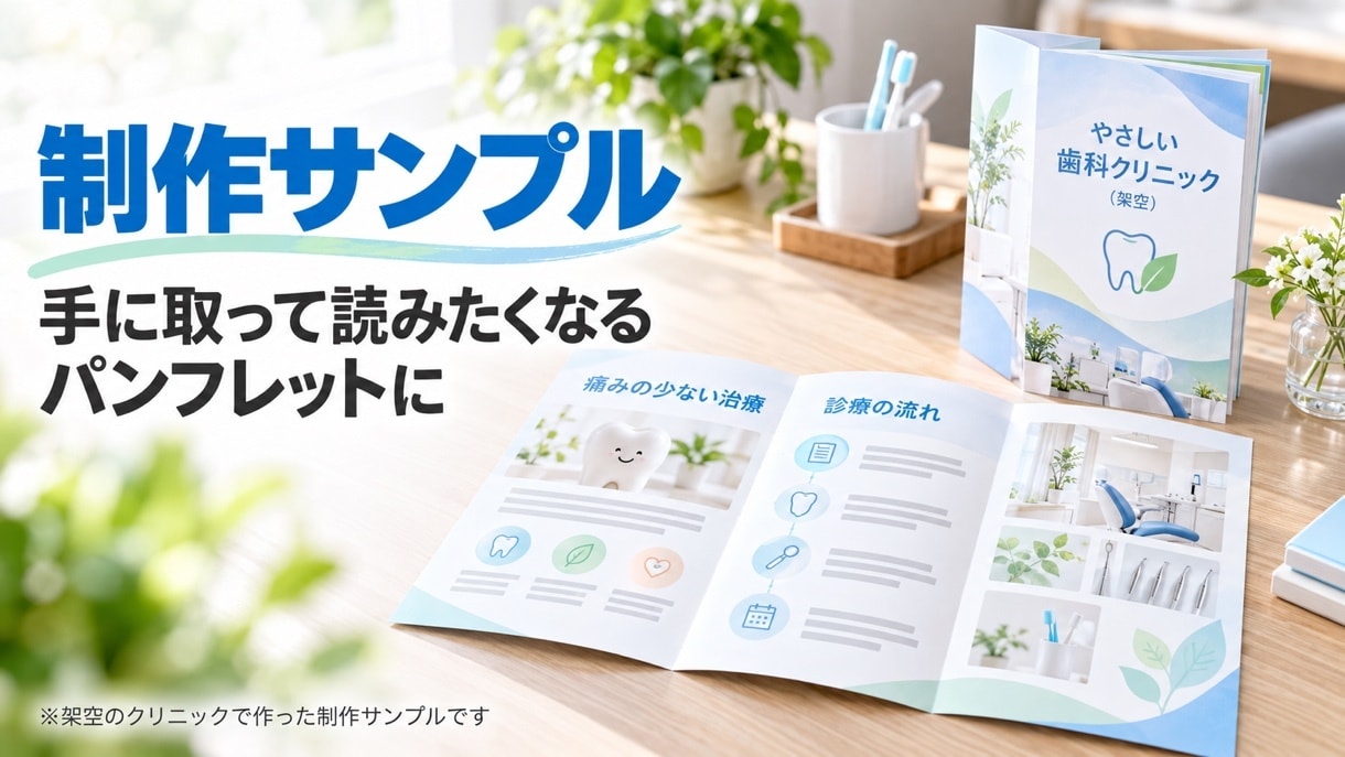 パンフレット・会社案内を印刷用データで作ります 二つ折り35,000円。手に取って読める形に イメージ2