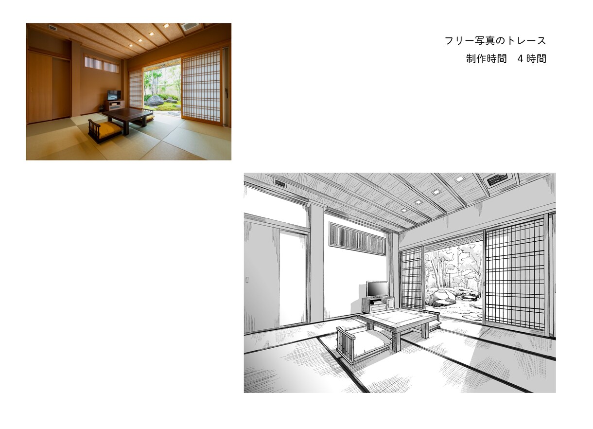 漫画背景のトレス・描き起こしをします 写真トレスから3D構成まで！面倒な背景作画を代行します イメージ8