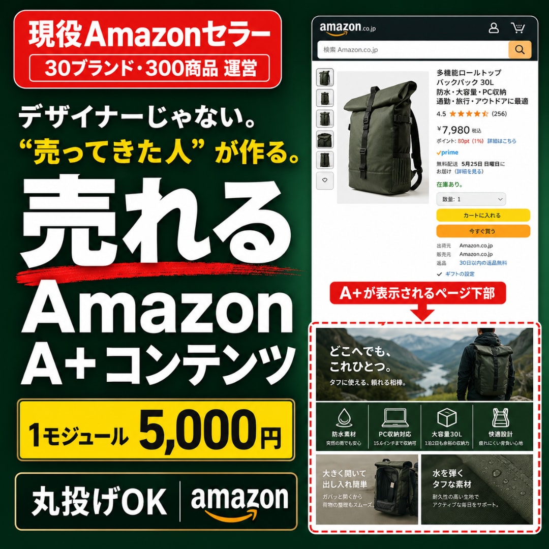 Amazon専門｜現役セラーが売れるA+作ります 30ブランド・300商品｜実践者が構成から設計するA+ イメージ1