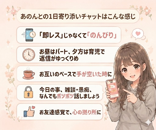 のんびり寄り添いチャットします お友達感覚でゆるっとお話しませんか イメージ2