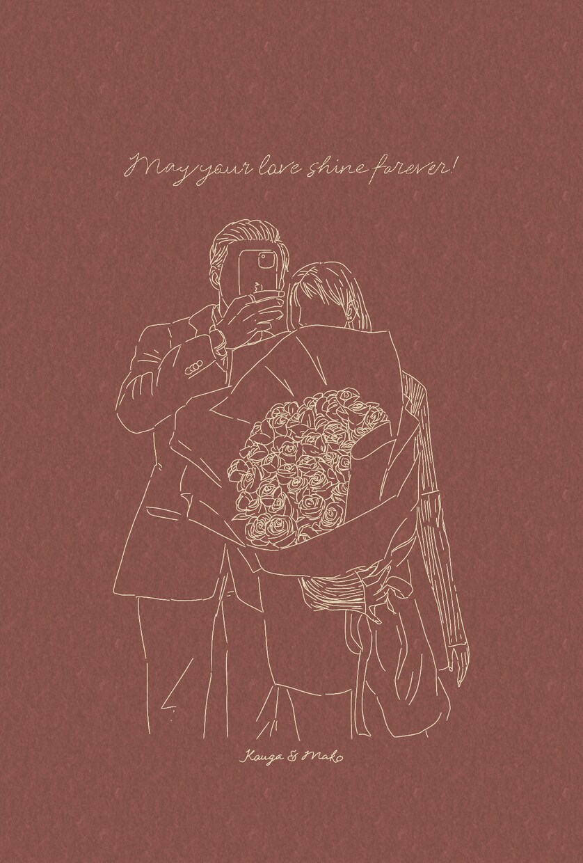 シンプルで洗礼されたウェディングイラスト描きます 大人スタイリッシュなデザインの線画イラストで記念のお祝いを イメージ1