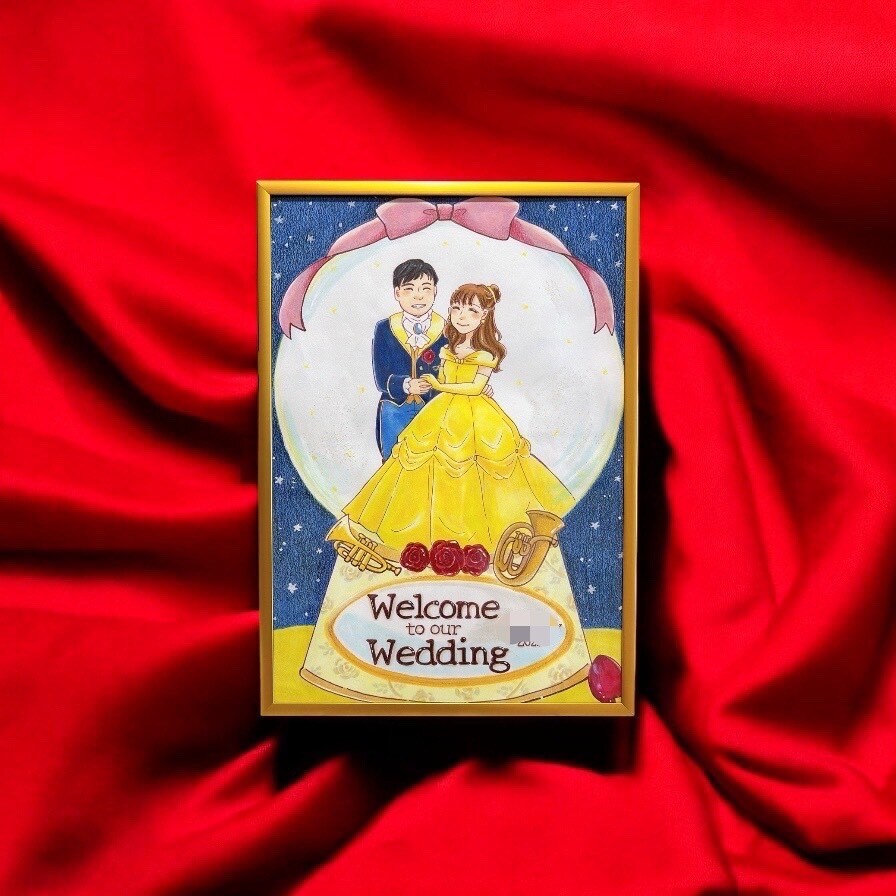 おとぎ話のような似顔絵ウェルカムボード描きます 結婚式/ウェルカムスペース/家族の記念 イメージ3