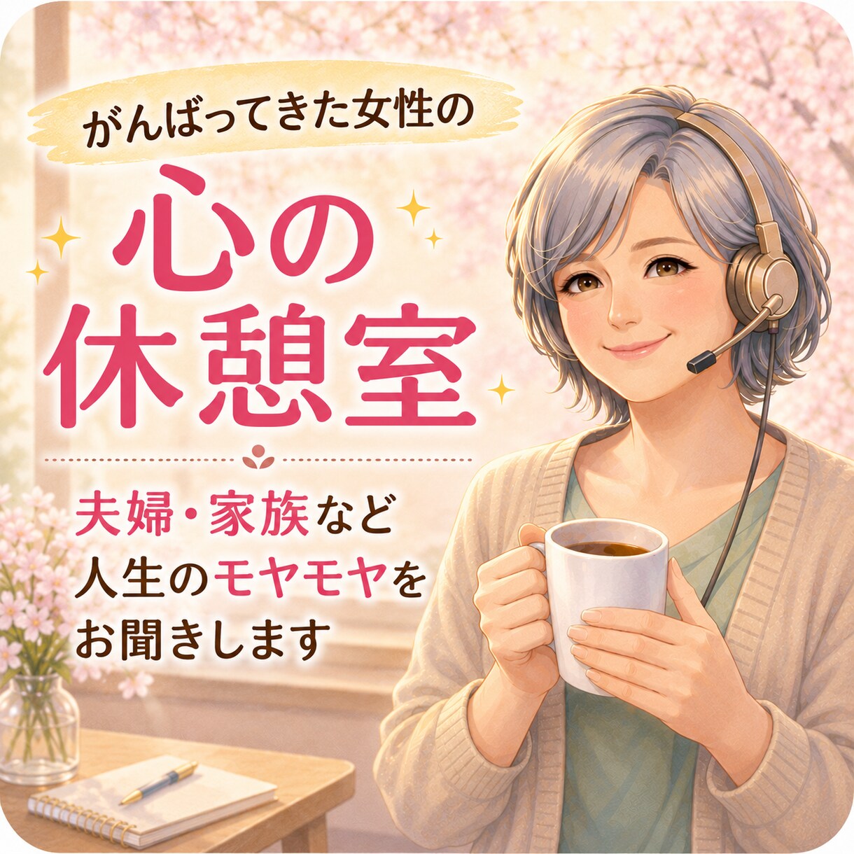 がんばってきた女性の方へ心の休憩室でお待ちしてます 夫婦・家族・友人・職場など人生のモヤモヤをお聞きします イメージ3