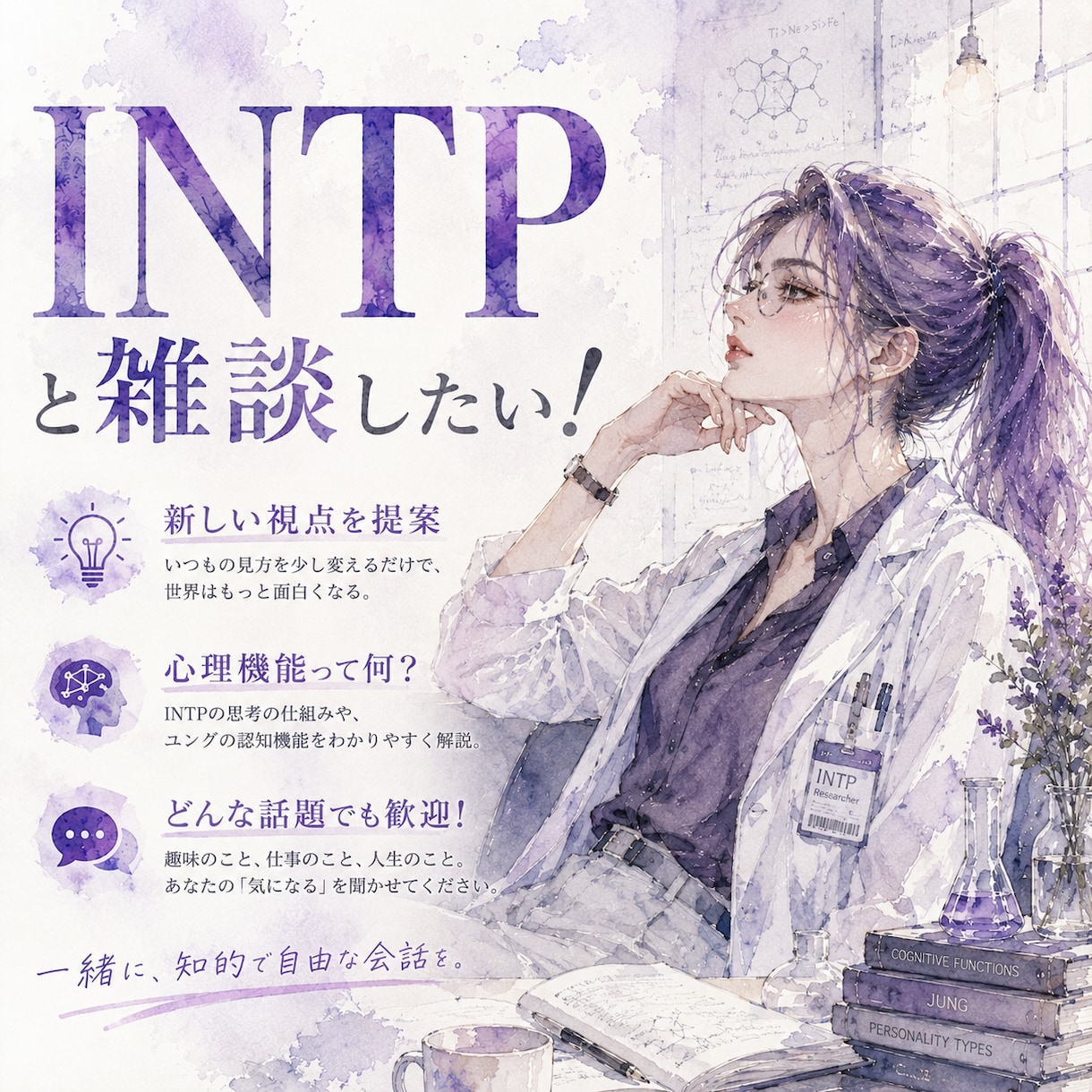 INTPと話しませんか？MBTIの雑談します 【認知機能・分析心理学】MBTIで紐解く自己分析 イメージ2