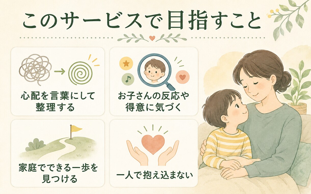 発語が気になる親御さんのお話を伺って一緒に考えます 絵本や日々の様子から親子に合う関わり方を一緒に探します イメージ6