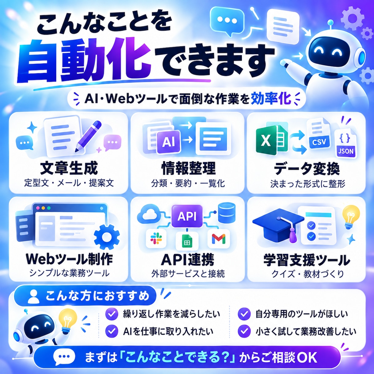 AIで面倒な作業を自動化します あなた専用のAIツールで繰り返し作業を効率化 イメージ3