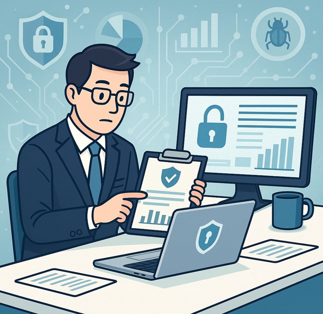 貴社の情報セキュリティを「かんたん診断」します 企業セキュリティの弱点を診断レポートで提供します。 イメージ1