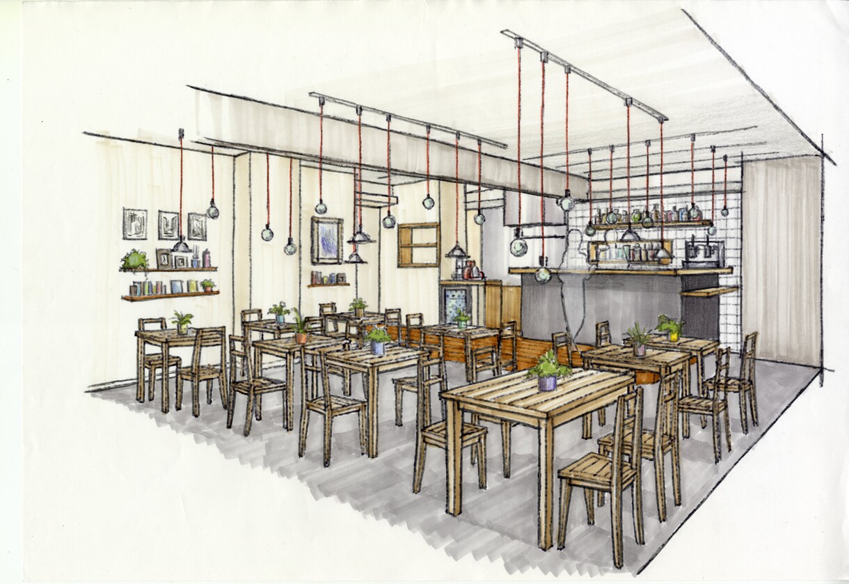 ２０坪以下の店舗のスケッチパースを描きます あなたのアイディアをカタチにします。 イメージ2