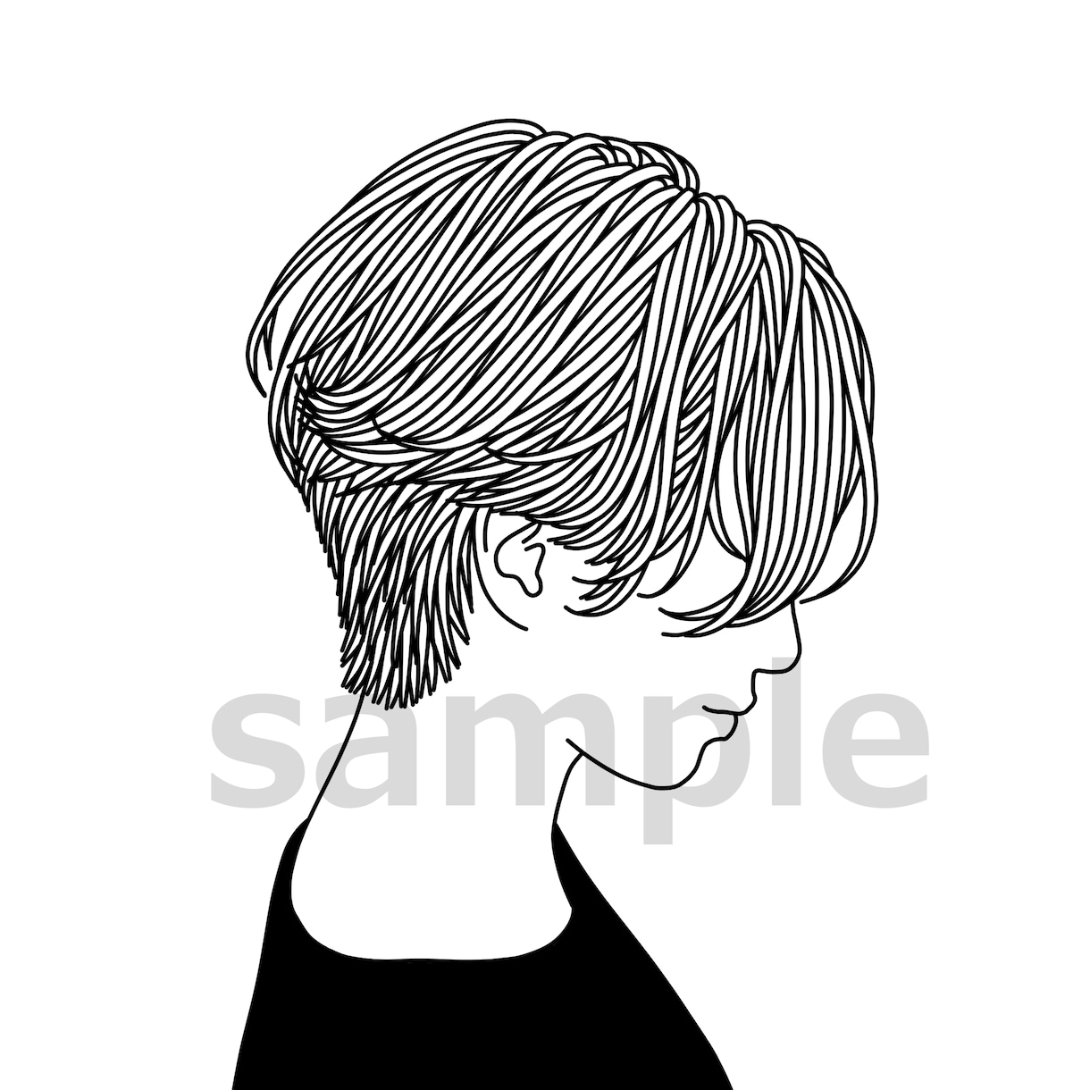 商用OK！シンプルおしゃれな線画アイコンを描きます 髪の流れを一本一本丁寧に描き込みます◎オプションで色追加OK イメージ8