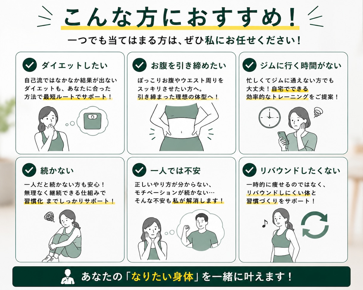 初心者向けオンラインパーソナルトレーニングします 無理なく続ける初心者向けダイエットサポート イメージ4