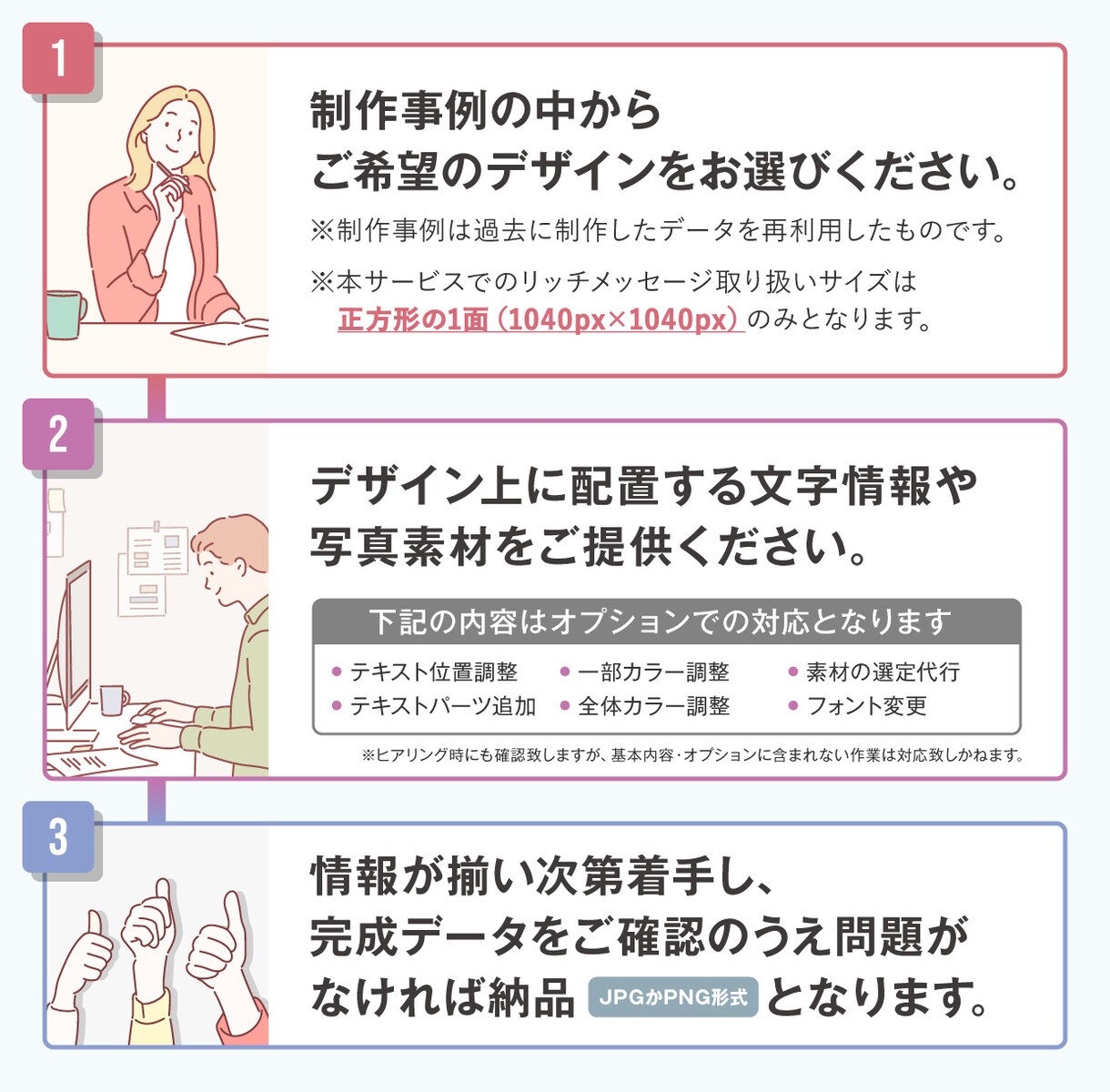 LINE画像（リッチメッセージ）制作します サービス開始記念として先着10名様限定で1,000円～制作！ イメージ3