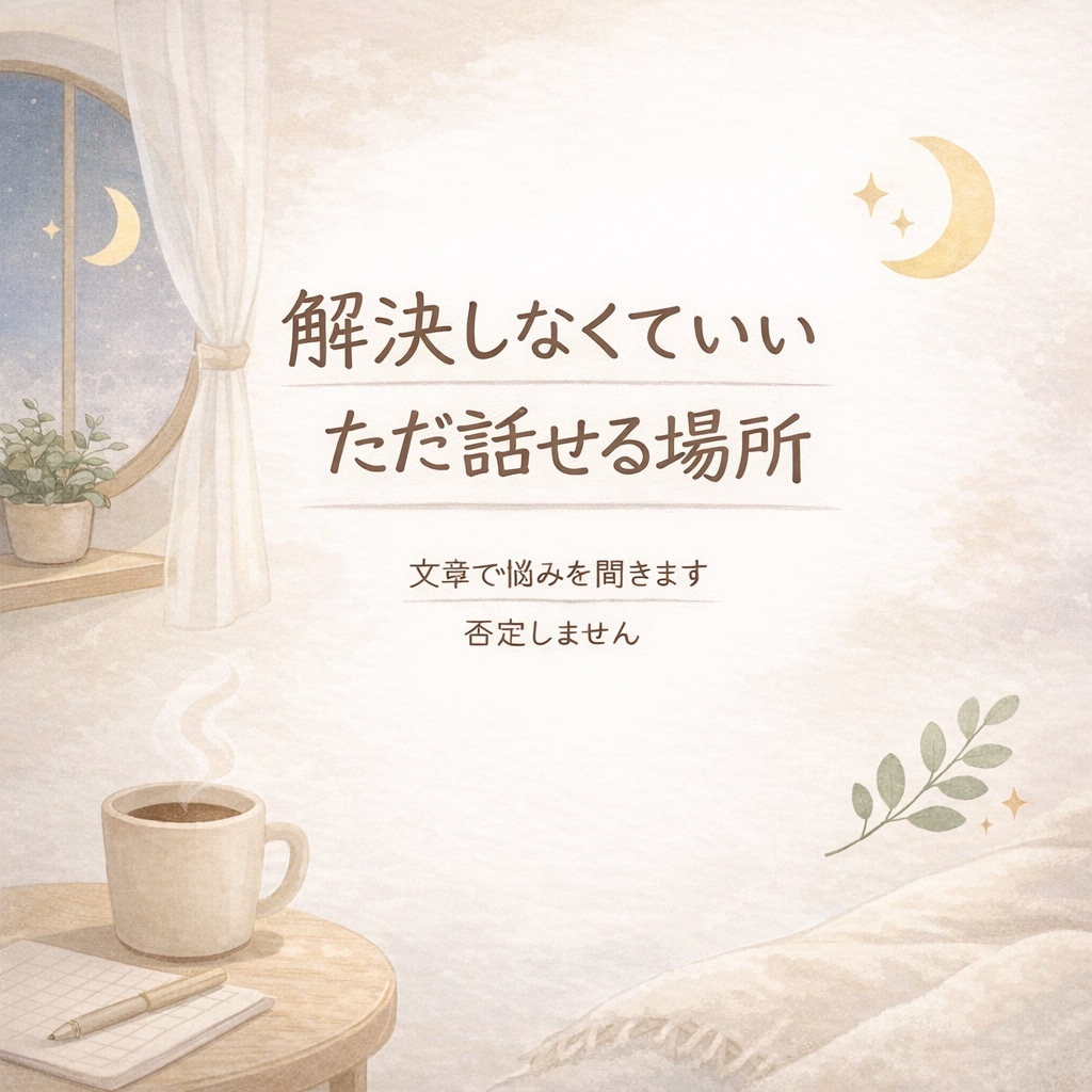 誰にも言えない悩み、ただ聴きます 解決しなくていい、ただ話せる場所 イメージ1