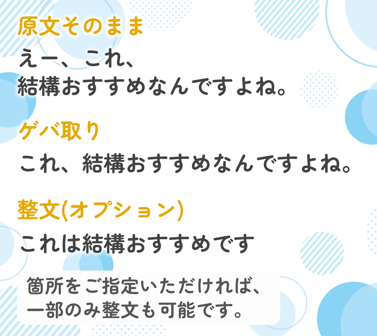 カット済み動画に字幕を入れて納品します 文字起こしからテロップまで、見やすく丁寧に仕上げます イメージ4