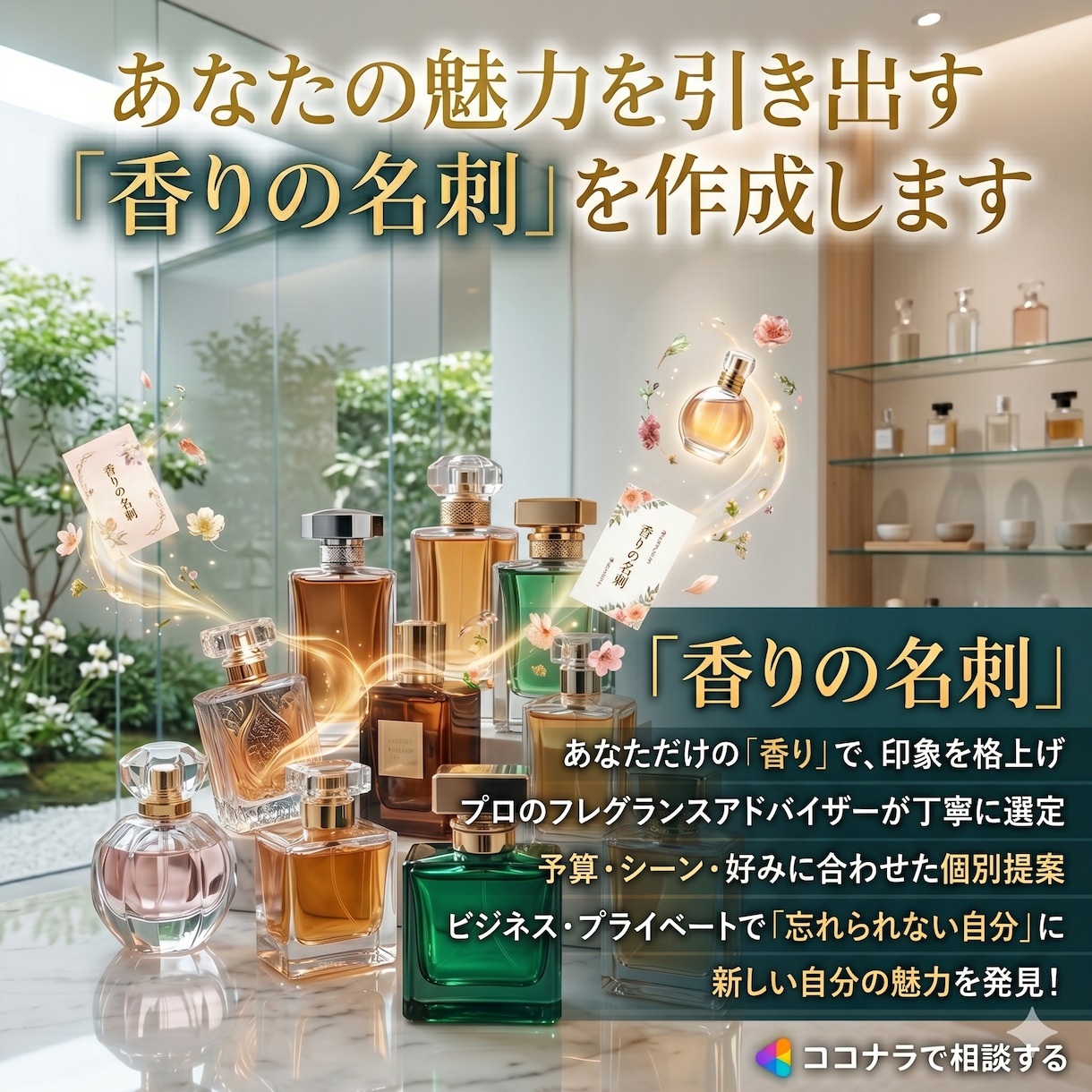 あなたの魅力を引き出す「香りの名刺」を作成します 丁寧なヒアリングであなたにあったあなただけの個性的香りを提案 イメージ1