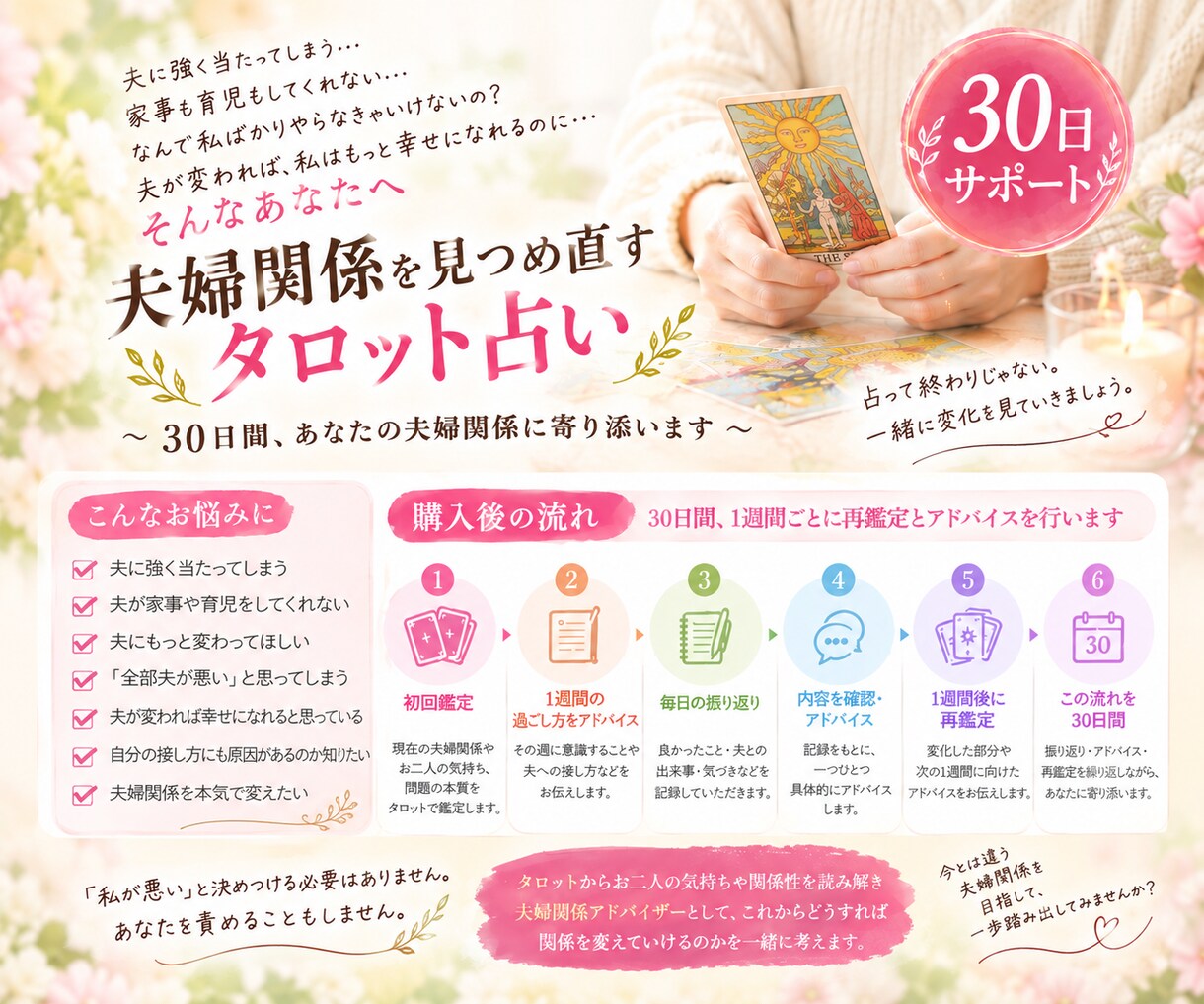 タロットで夫婦関係を変えます ～夫婦関係アドバイザーが30日サポート～ イメージ1