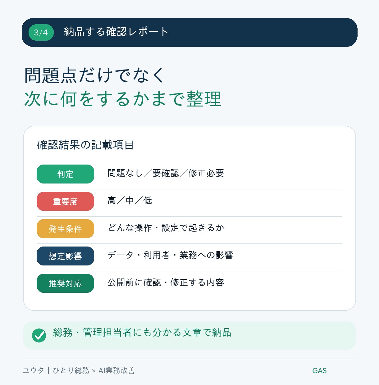AIが書いたGASを社内公開前にチェックします データ破損・二重処理・権限設定などを25項目で確認します イメージ3