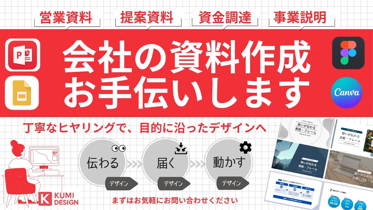 会社の資料作成のお手伝いします 丁寧なヒヤリングで、目的に沿ったデザインへ。 イメージ1