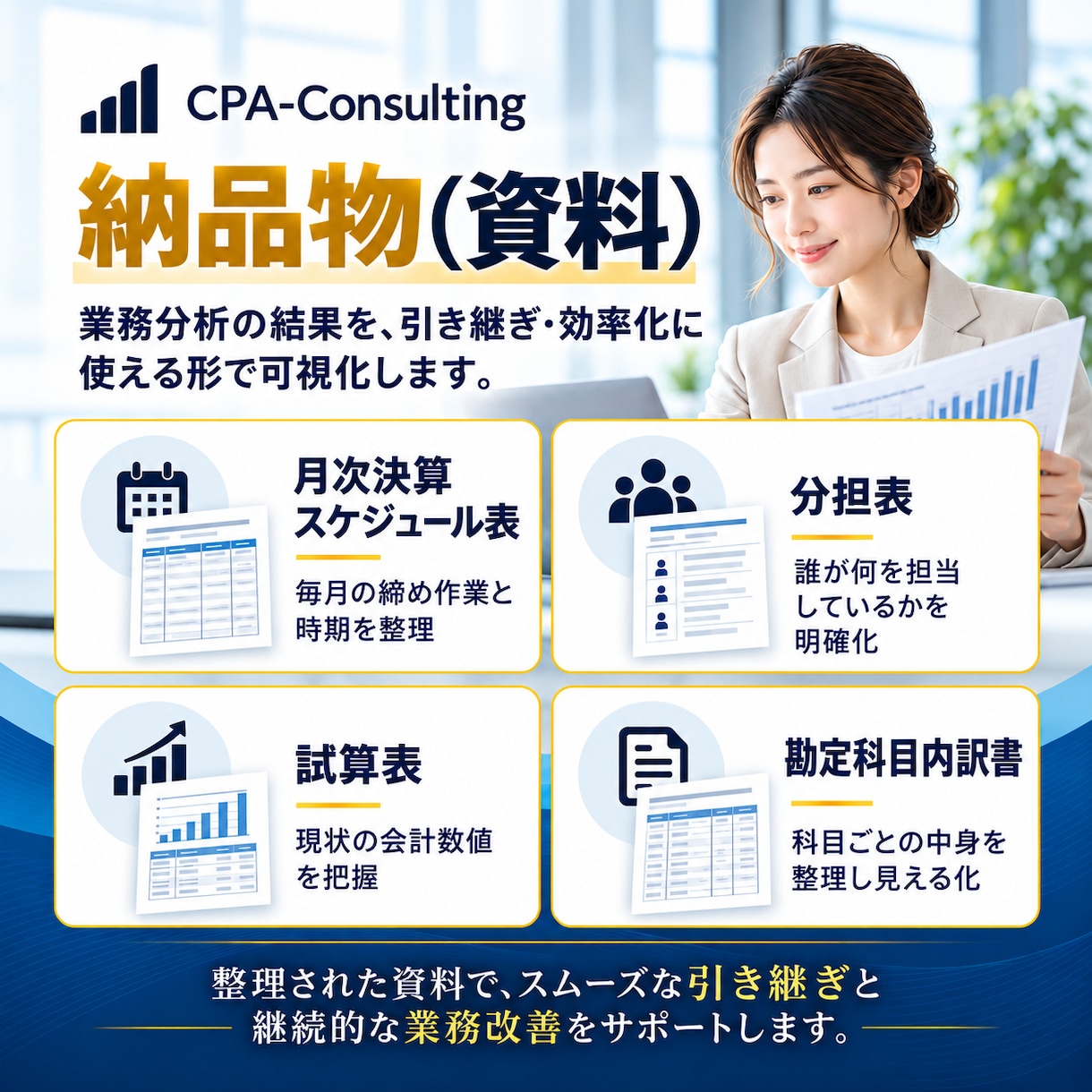 公認会計士が業務分析による業務一覧を作成します 経理のブラックボックスを解消！現状の業務を可視化します イメージ4