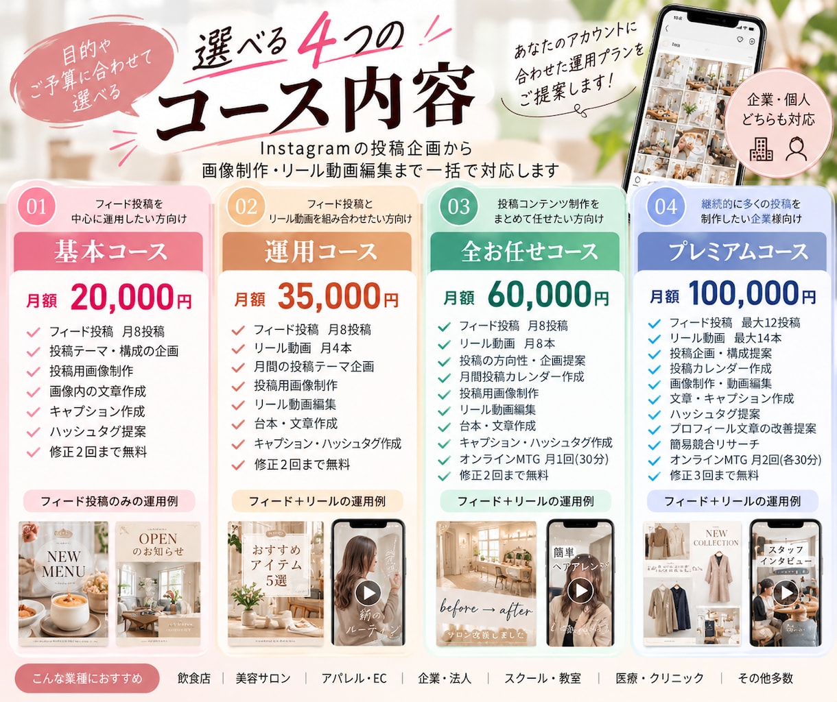 SNSクリエイターがインスタ運用代行いたします 月8投稿20,000円〜！企画・文章・画像・動画まで対応 イメージ2