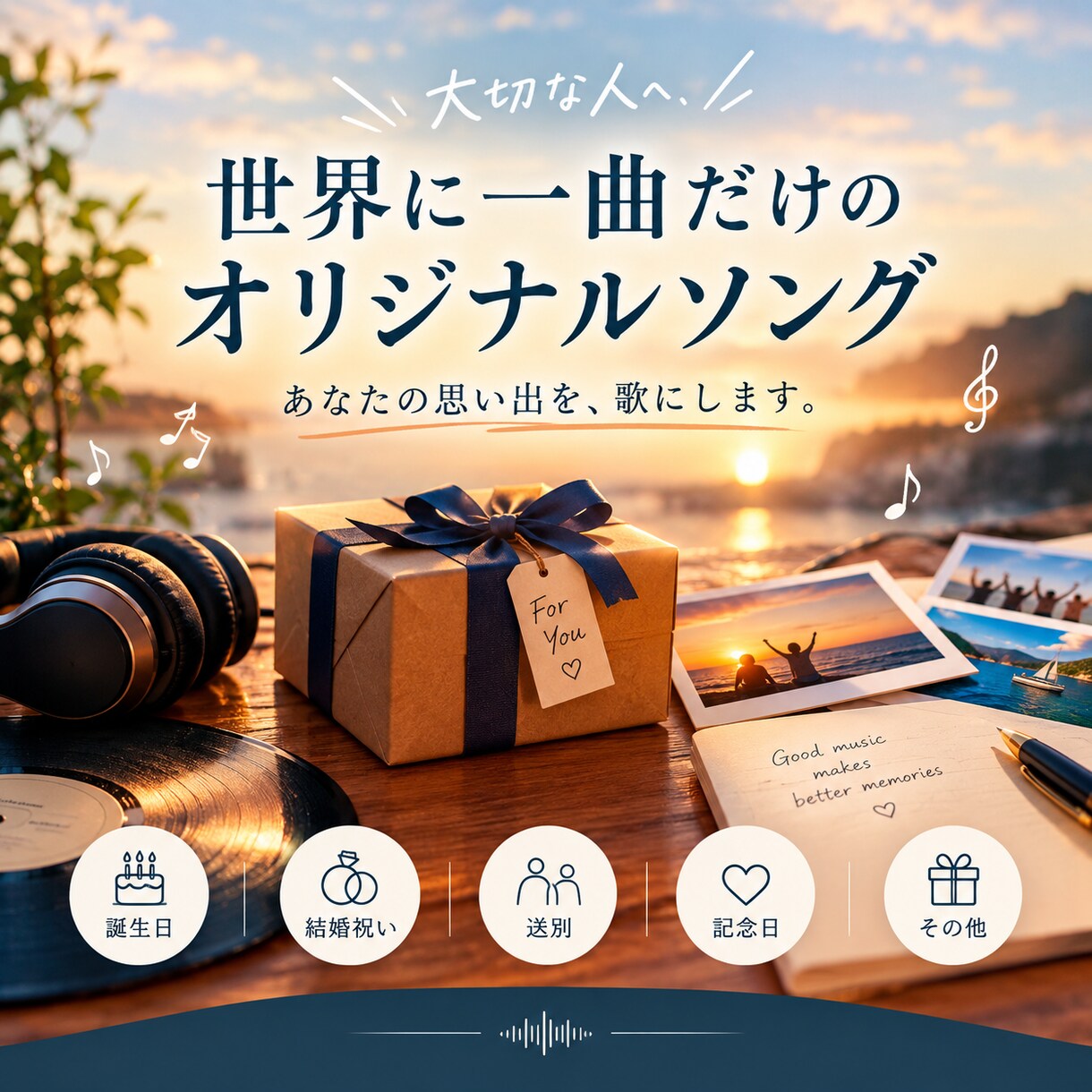 世界に１つだけのオリジナルソングを作成します 誕生日・結婚・パーティーに。世界に１曲だけの歌を作成します。 イメージ1