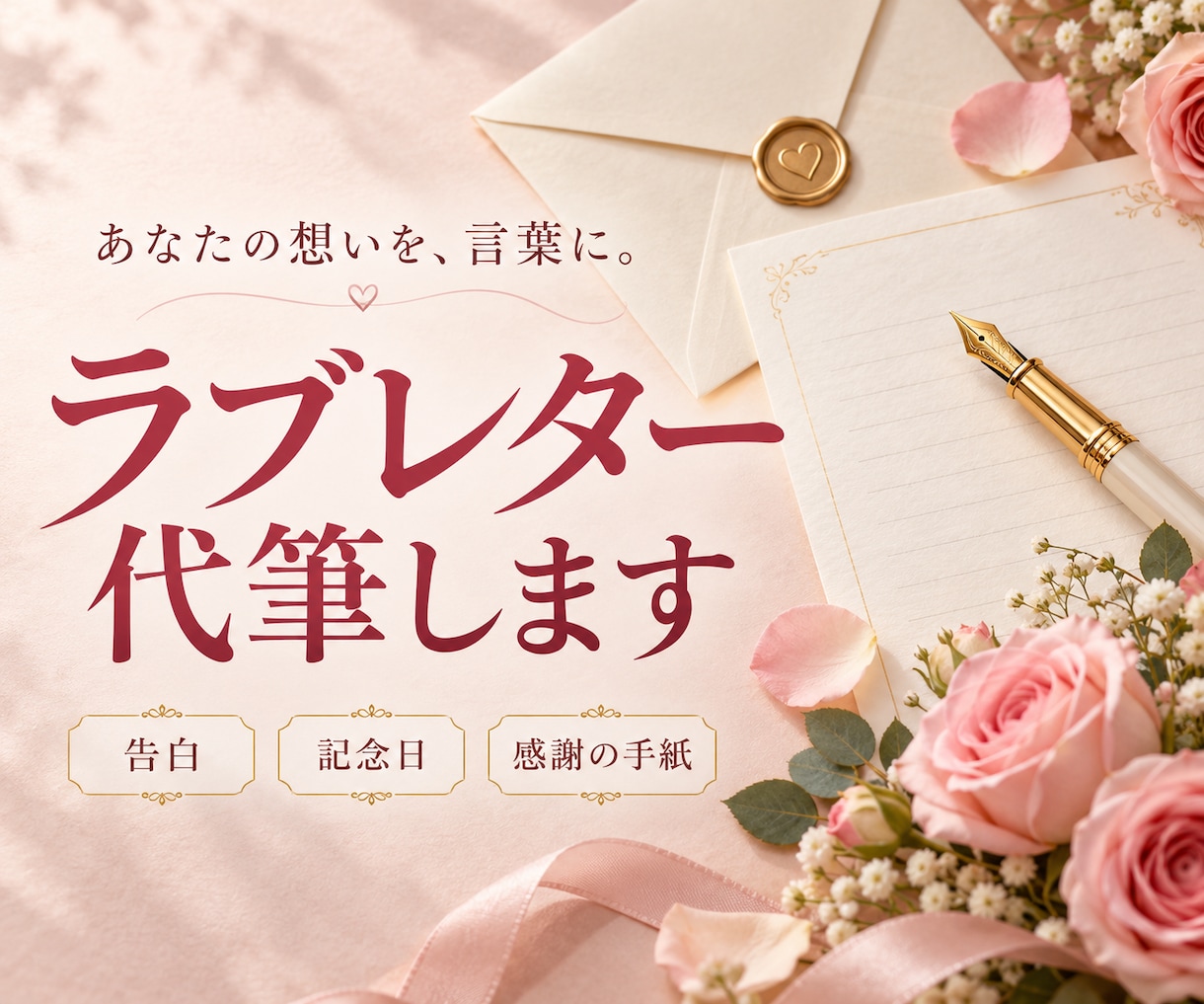 あなたの想いが伝わるラブレターを代筆します ありがとう、これからも。言えない想いを、あなたらしい言葉に。 イメージ1