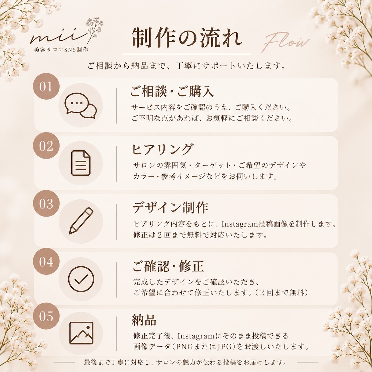 美容サロンのInstagram投稿画像を制作します 依頼者様が投稿を考える時間を減らし、世界観の伝わるSNSに イメージ4