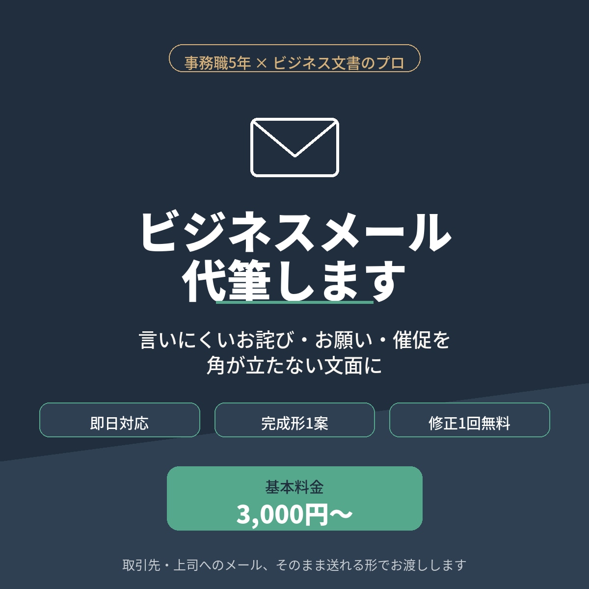 お詫び・お願いメール【即日対応】代筆します 事務系総合職5年の経験で、角が立たない文面に イメージ1