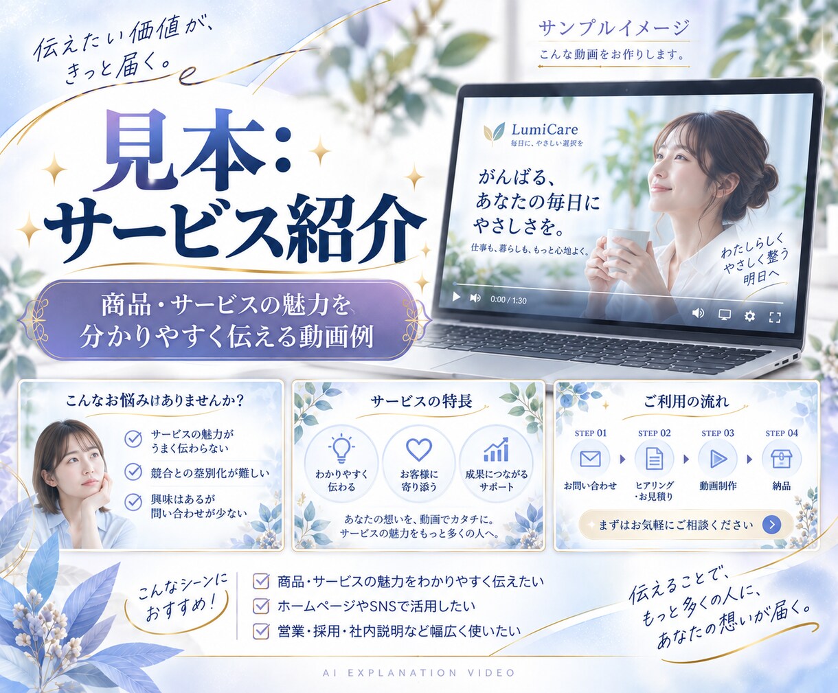 AIで伝わる説明動画を1本制作します 台本作成から動画編集まで、30秒〜2分の動画を一括制作 イメージ5