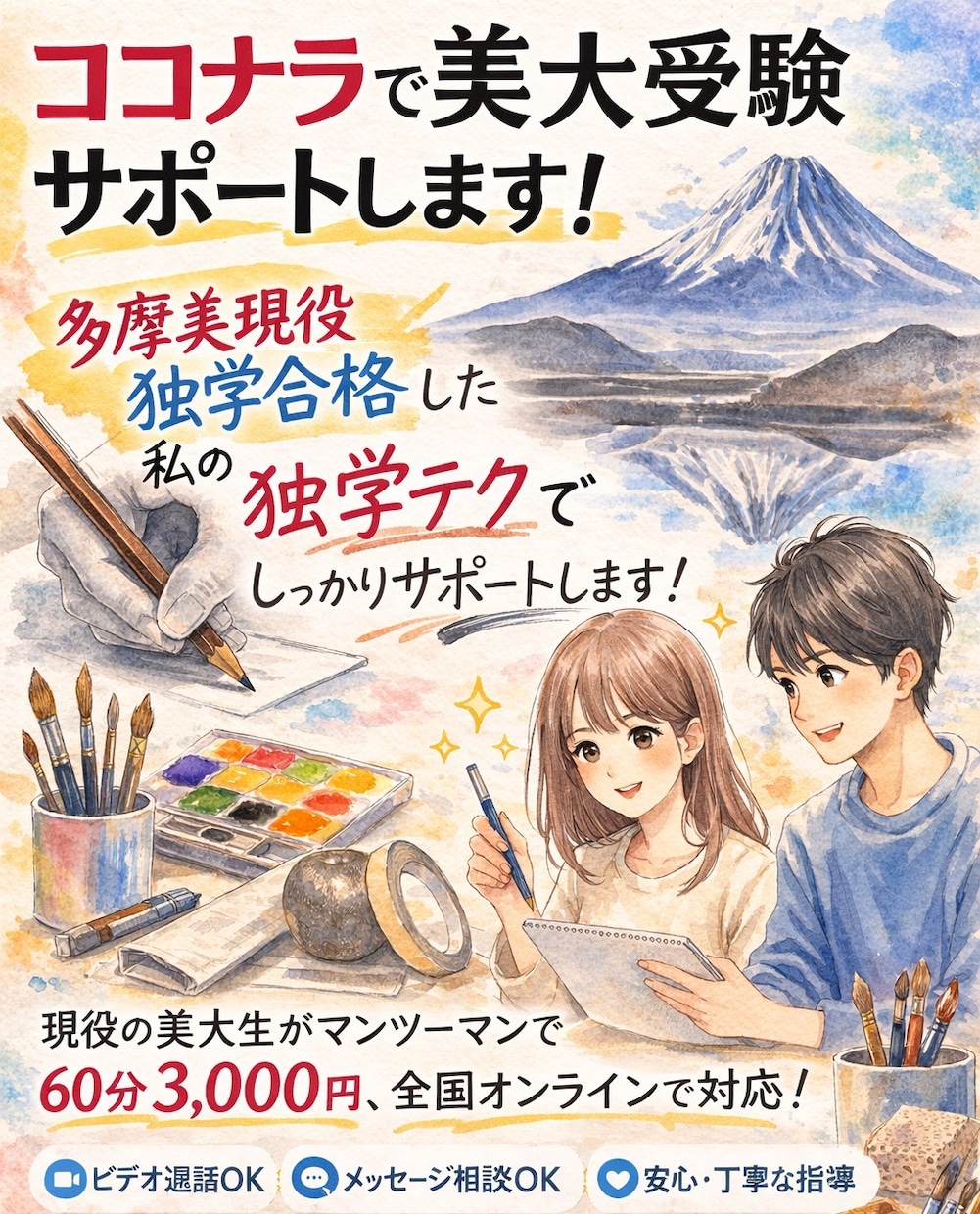 多摩美現役独学合格の僕がデッサン受験サポートします 独学現役合格した多摩美生がデッサン受験をサポートいたします イメージ1