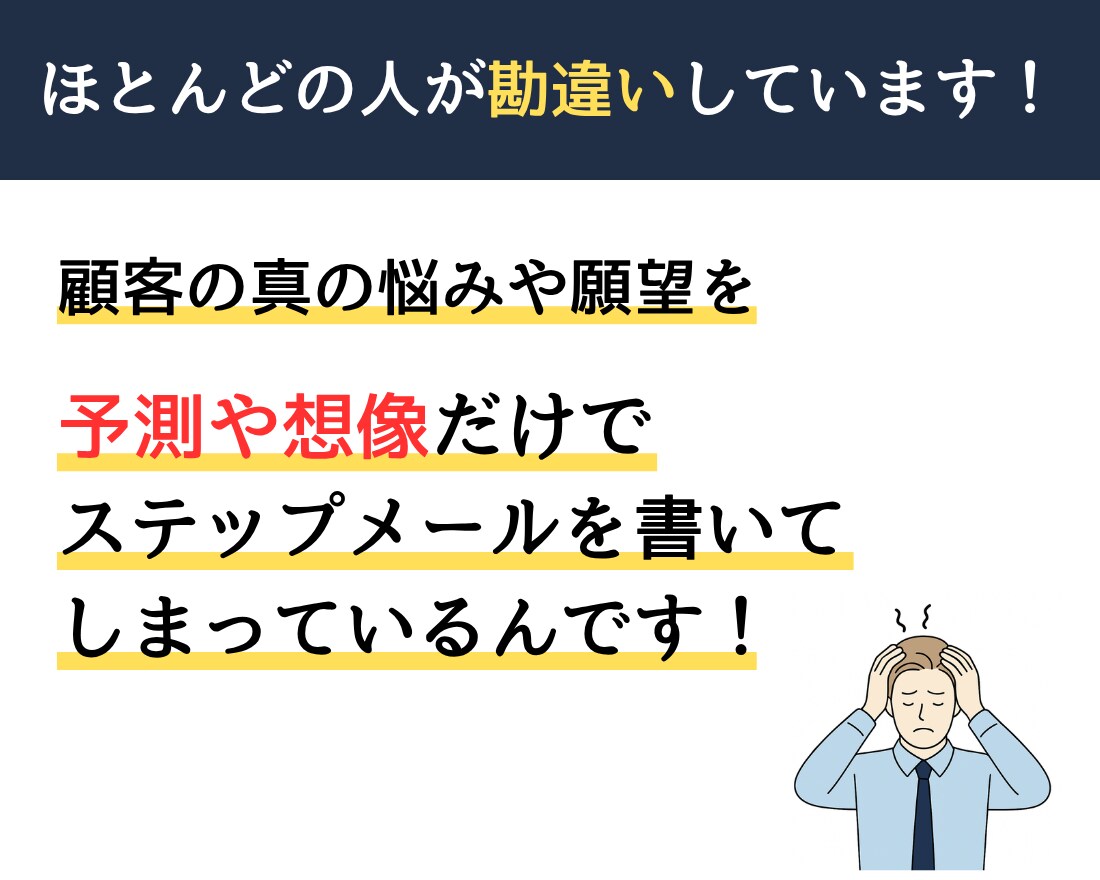 顧客の声から刺さるステップメールを執筆します ステップメールに「お客様の声」を活かし、成約率を最大化します イメージ4