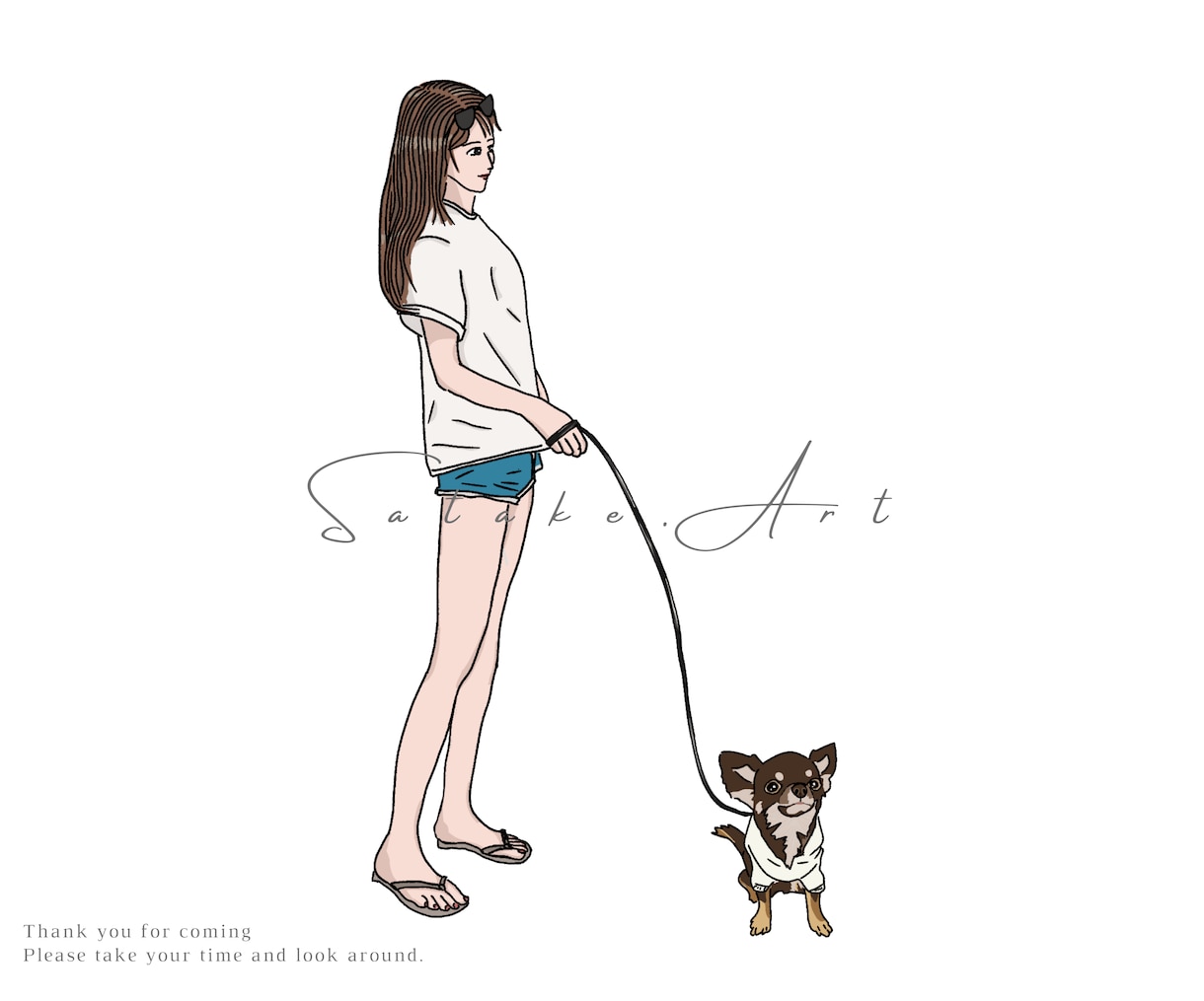 犬好きさんへ！愛犬との思い出をイラストにします ワンちゃんとの思い出を家族写真のように描きます！ イメージ4