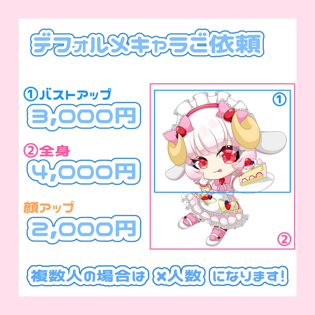 相談OK！かわいいデフォルメイラスト描きます 商用利用相談もOK！グッズやアイコンなどにいかがですか？ イメージ2
