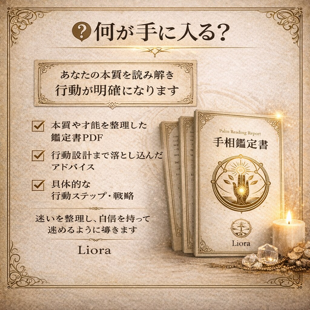 手相から本質を読み解き行動設計まで落とし込みます 迷いを整理し次の一歩が明確になる手相鑑定（鑑定書形式） イメージ4