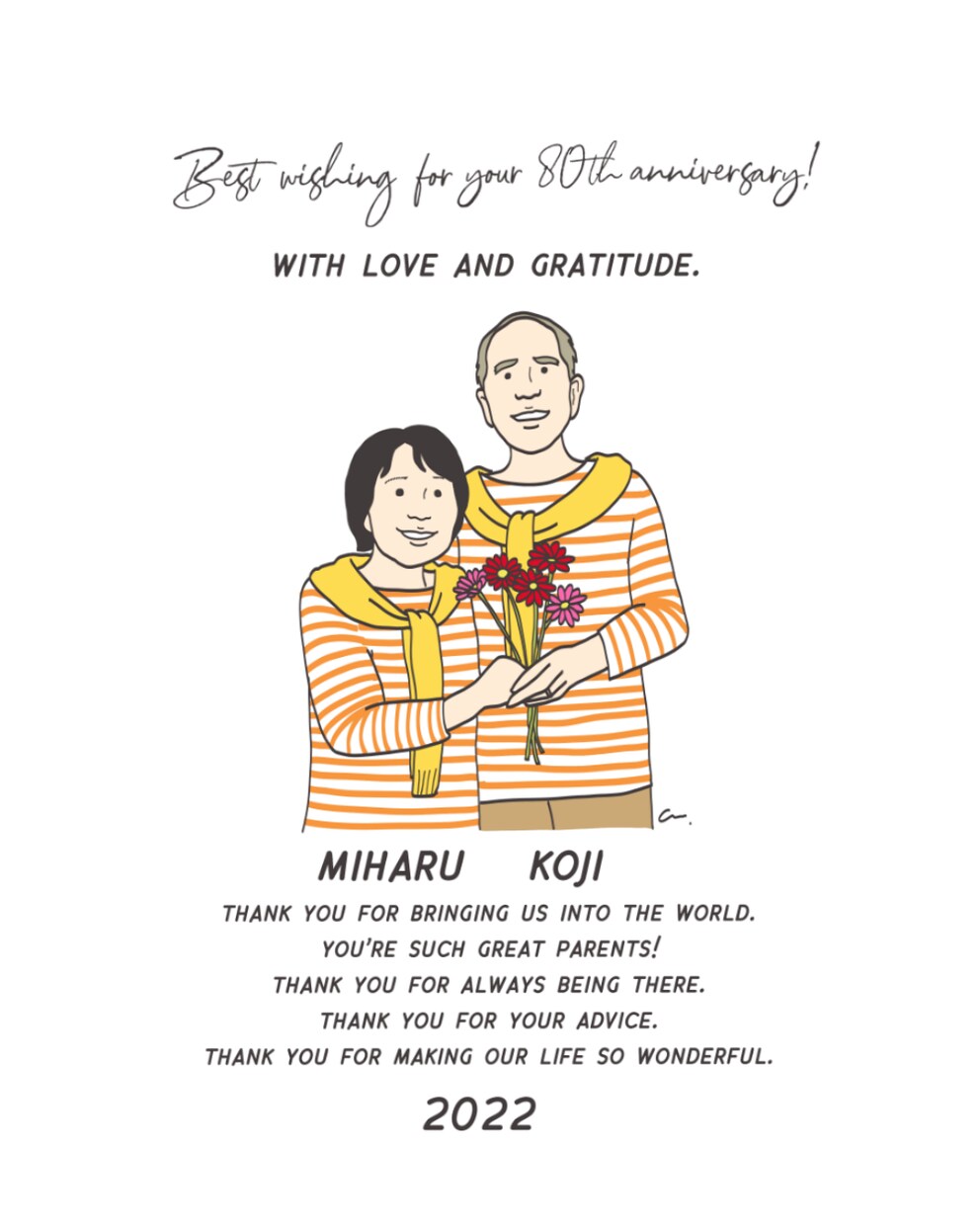 誕生日・還暦祝いに。似顔絵イラスト制作します 古希、傘寿祝い等へのメッセージへの変更も承っております イメージ6