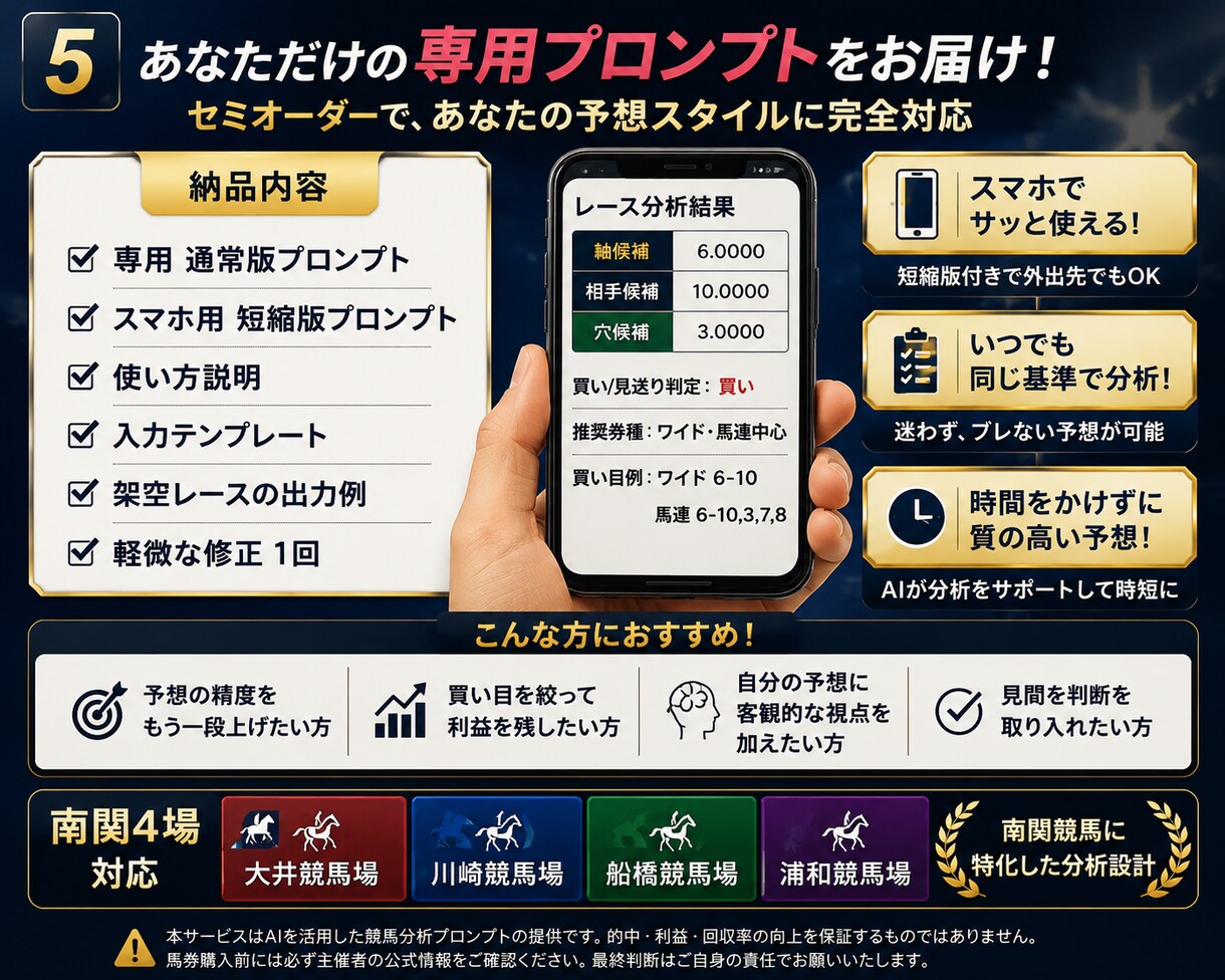 南関競馬の“なんとなく予想”を卒業させます 感覚頼みの予想を根拠ある分析へ イメージ6