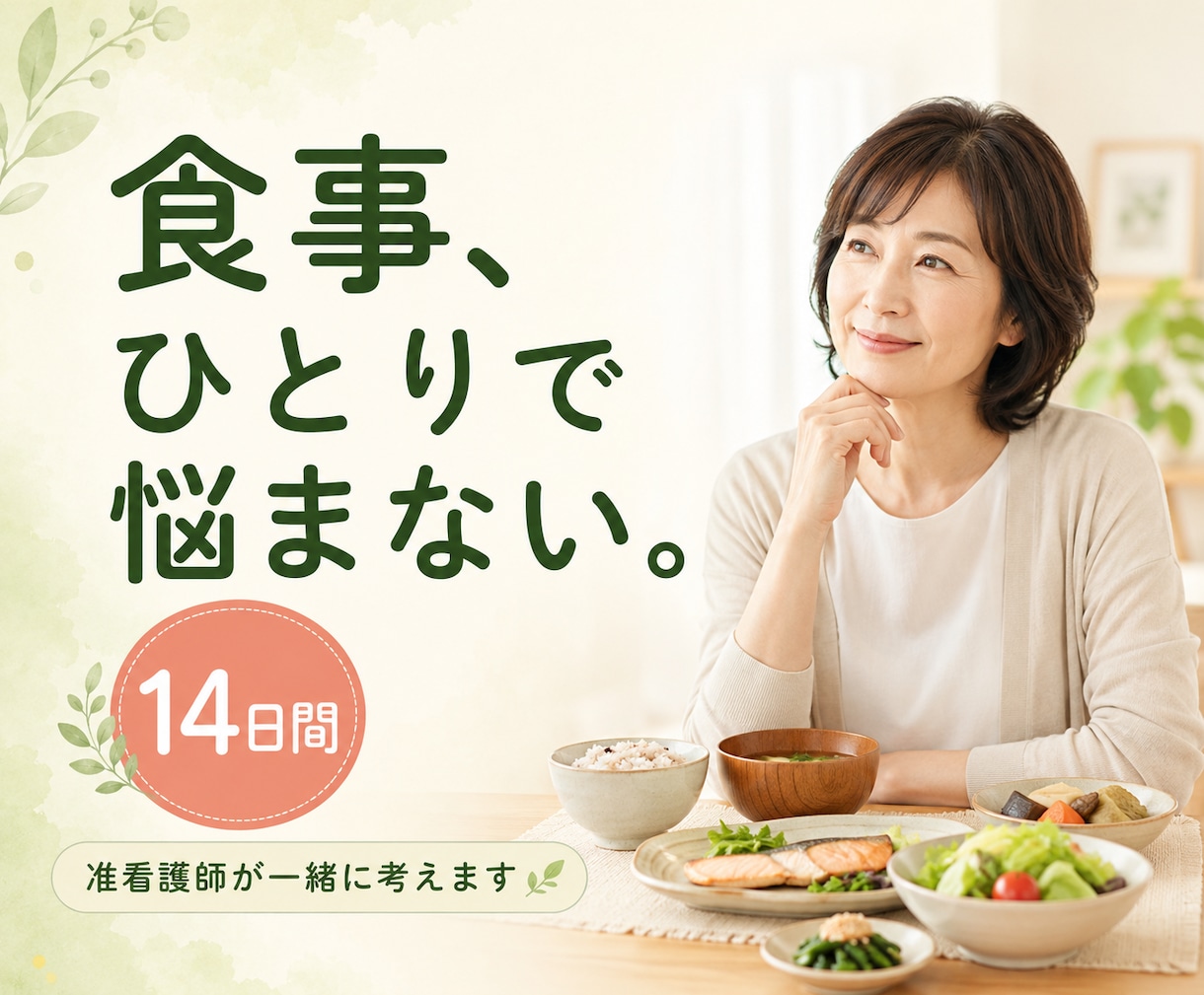 健康診断後の食事改善を准看護師が支えます 厳しい制限なしで続く食事を一緒に考えます イメージ1