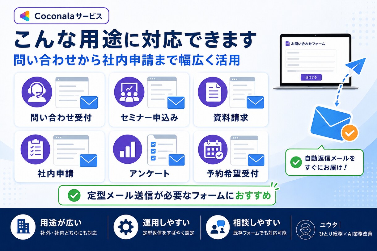 Googleフォームの受付を自動化します 自動返信＋管理者通知まで設定します イメージ5