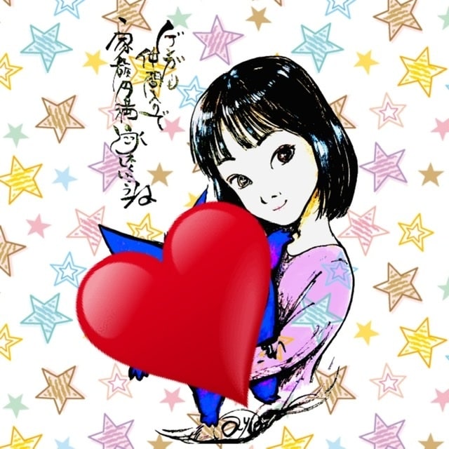 筆ペンで推しキャラとのツーショットアイコン描きます 好きなキャラとのツーショットの和のアイコンはいかがですか？ イメージ1