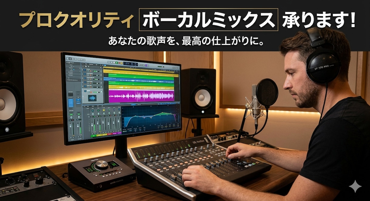 プロクオリティでボーカルのミックスを承ります ご希望の配信プラットフォームに合わせたミックスを行います！ イメージ1