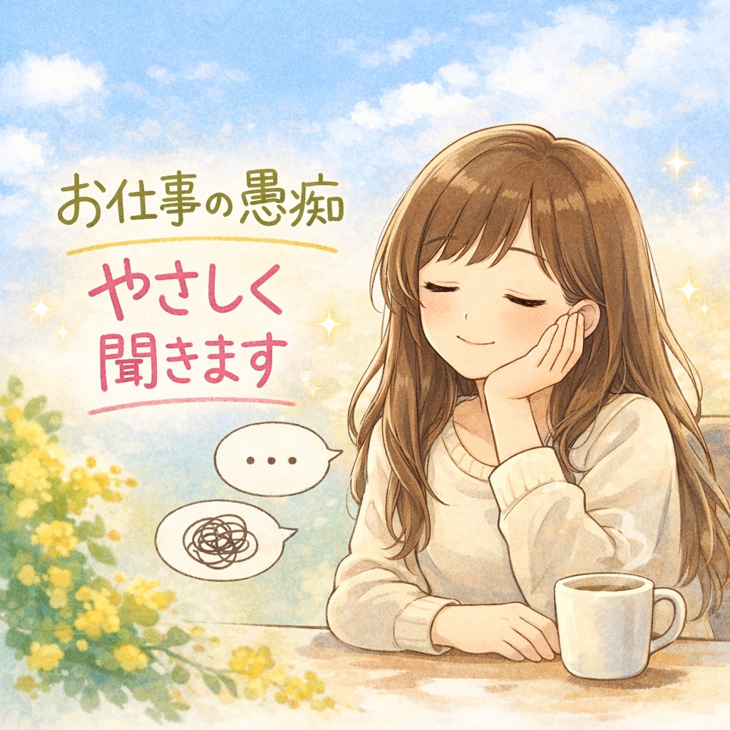 誰にも言えない仕事の愚痴、やさしく聞きます 話すだけで大丈夫。無理に前向きにしません イメージ1