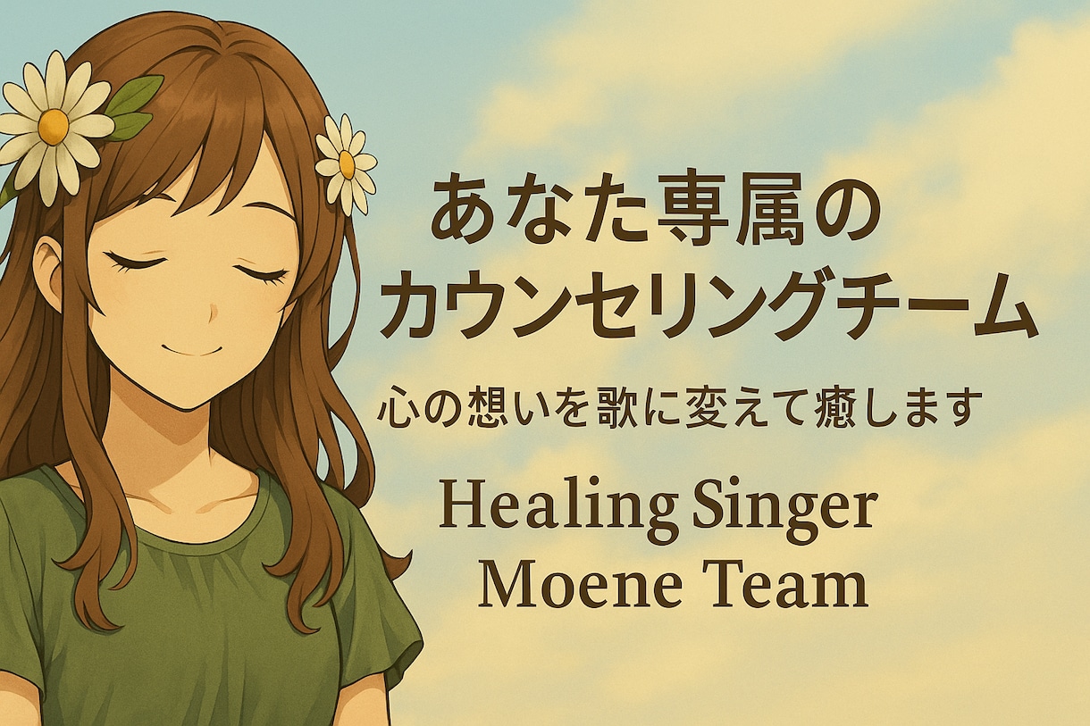 専属のカウンセリングチームが心を癒す歌を届けます 心理カウンセラー資格者＋シンガーMoeneによるチーム体制 イメージ1