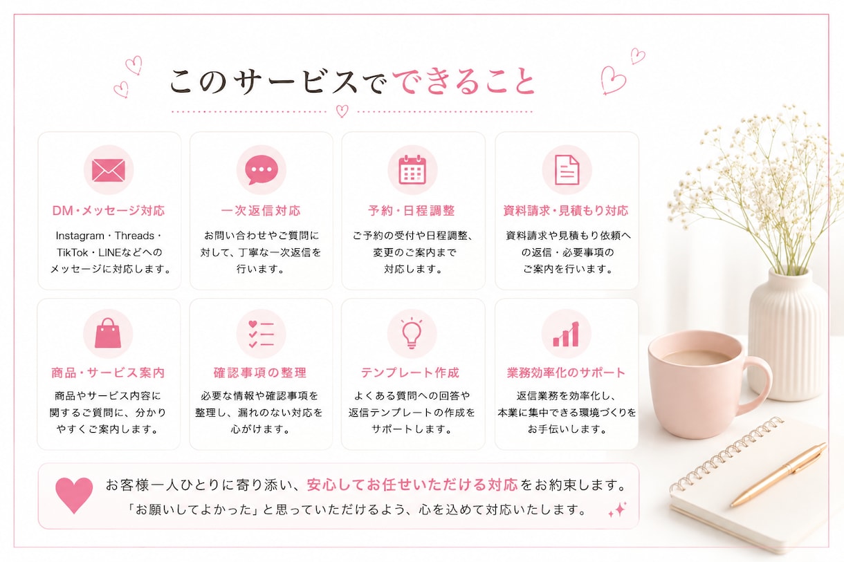 DM・LINE・メッセージの返信を丁寧に代行します 忙しいあなたに代わり、お客様対応を心を込めて行います イメージ3