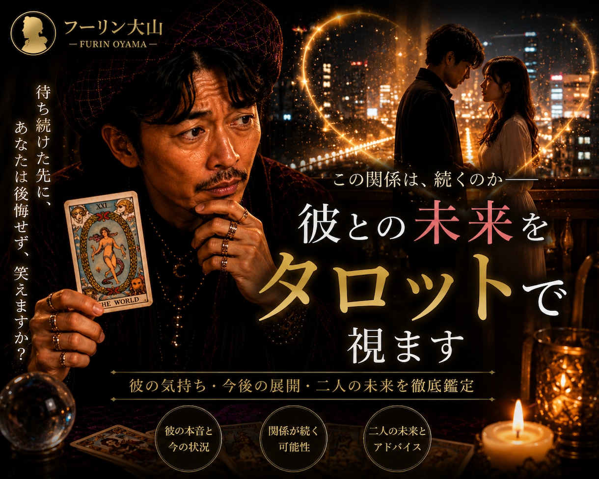 不倫】この関係は続く？彼との未来をタロットで視ます 待ち続けた先に、あなたは後悔せず、笑えますか？ イメージ1