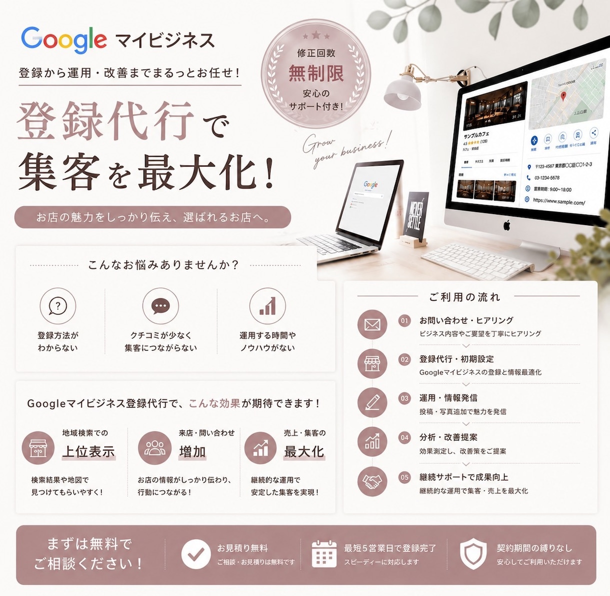 7月まで特別価格！マイビジネス登録・管理します 忙しい方の代行します。マイビジネス登録で集客UP間違いナシ！ イメージ1