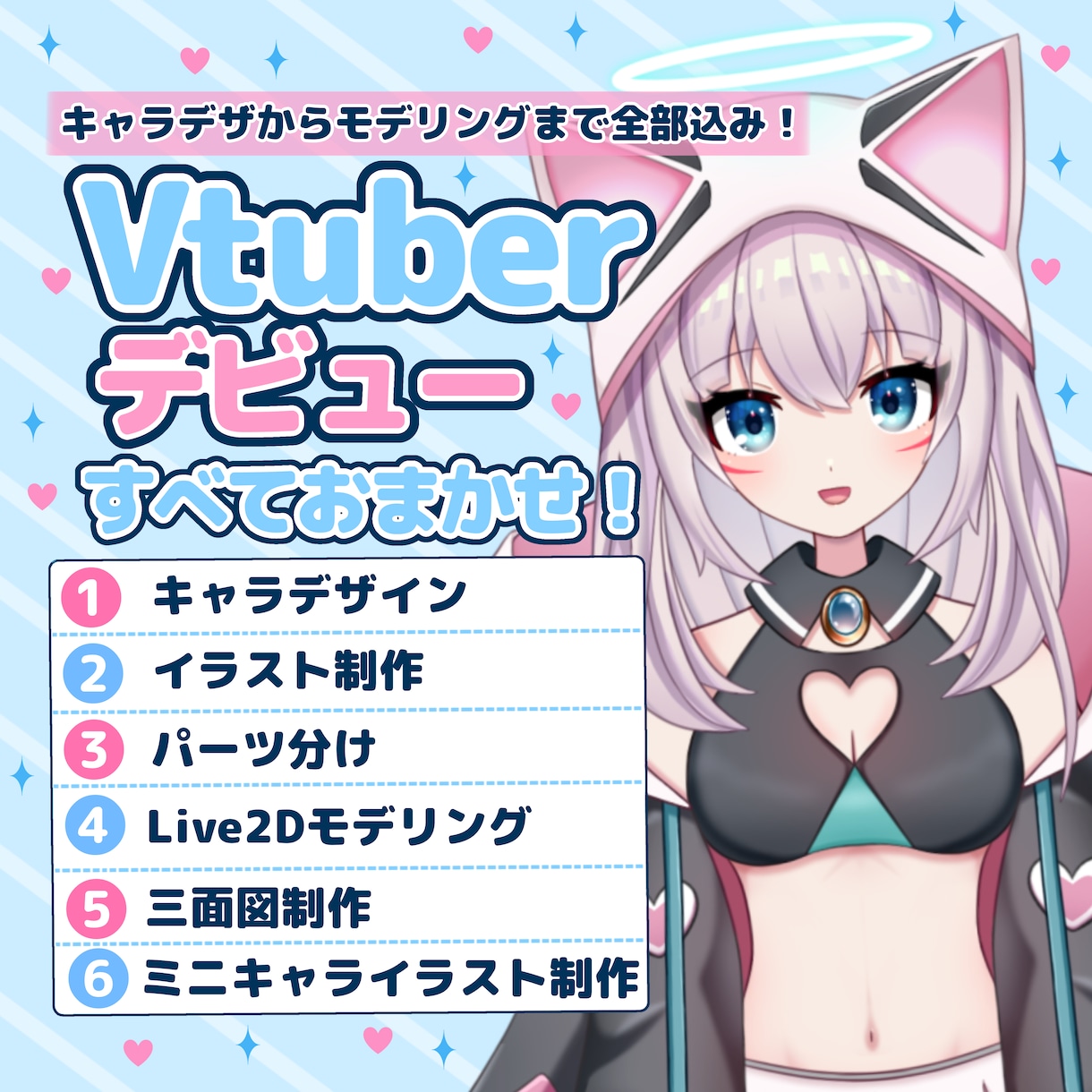 高品質なVtuberを全工程一括で制作いたします ココナラでの実績作りのため、先着5名様限定価格！ イメージ1