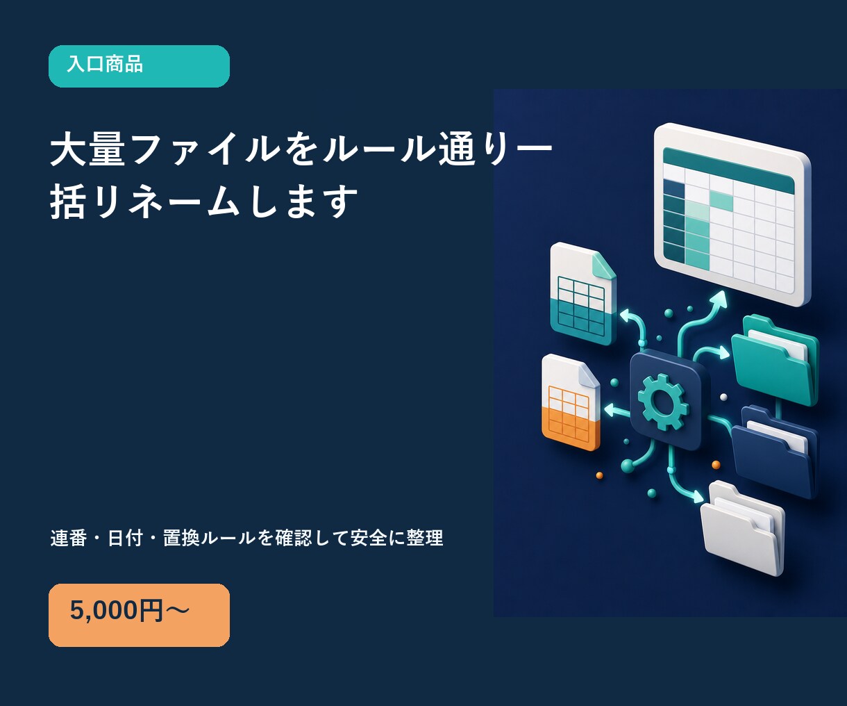 大量ファイルをルール通り一括リネームします 連番・日付・置換ルールを確認して安全に整理 イメージ1